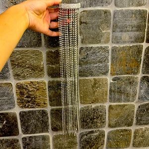 GLEAMING MULTI-STRAND RHINESTONE PONYTAIL LONG TASSEL HAIR CLIP